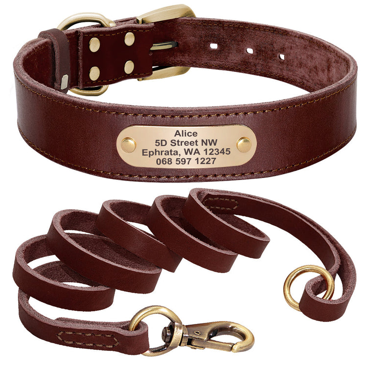 Beaufort Hunt Leather Dog Collar Leash Set