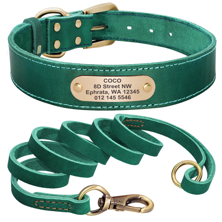 Beaufort Hunt Leather Dog Collar Leash Set