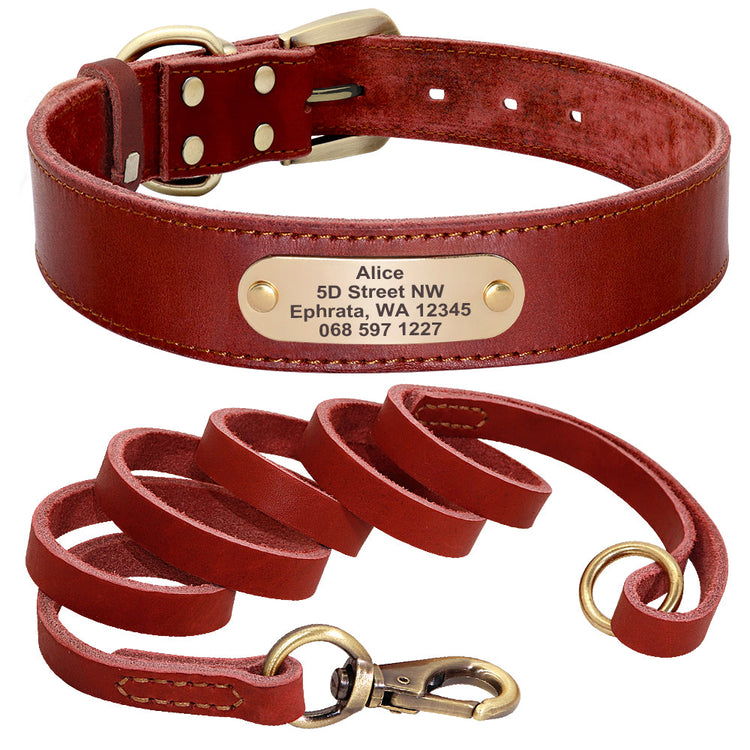 Beaufort Hunt Leather Dog Collar Leash Set